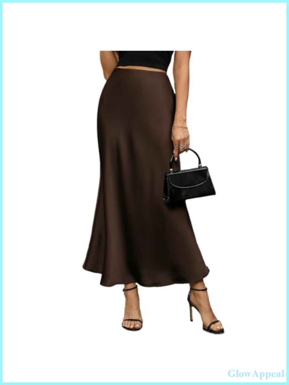 Satin A-Line High Waist Maxi Skirt Breathable Polyester Wave Hem